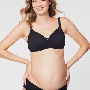 NWT Cake Maternity Croissant T-shirt Nursing Bra Flexible Wire Black 36I 36 I